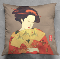 Golden Geisha Pillow