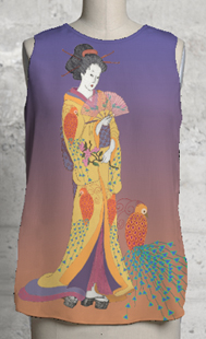 Orange Peacock Kimono sleeveless top